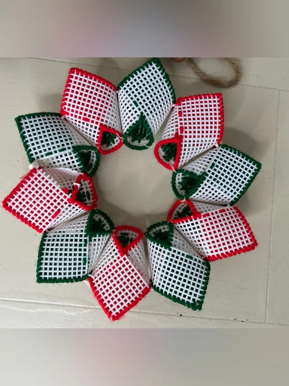 Handmade Needlepoint Christmas Wreath